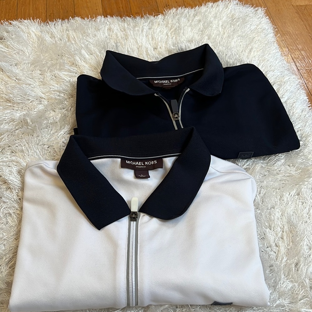 2 Michael Kors T shirts. Navy blue and White size L.